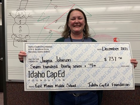 Jayna Johnson - December 2021 Idaho CapEd Foundation Teacher Grant Winner