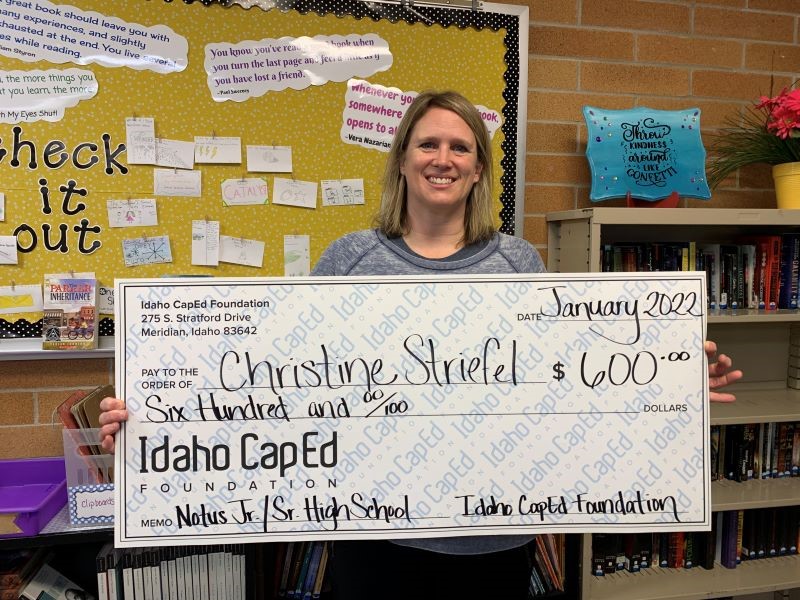 Christine Striefel - January 2022 Idaho CapEd Foundation Teacher Grant Winner