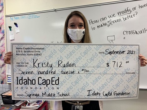 Kristy Rudan - September 2021 Idaho CapEd Foundation Teacher Grant Winner
