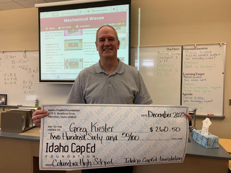 Greg Kiester - December 2023 Idaho CapEd Foundation Teacher Grant Winner